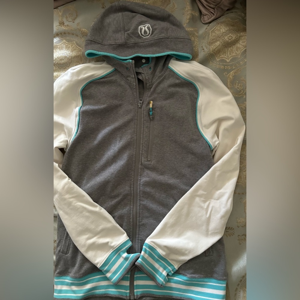 lululemon athletica Gray and White Hoodie